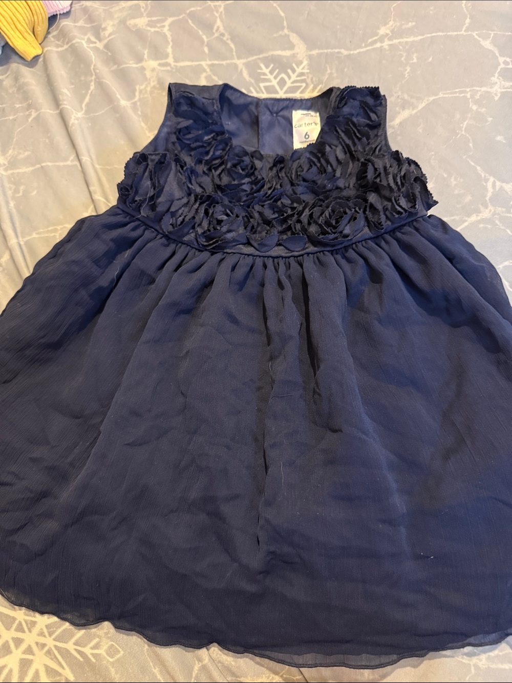 Carter's Dark Navy Rosette Bodice Girls Formal Dress